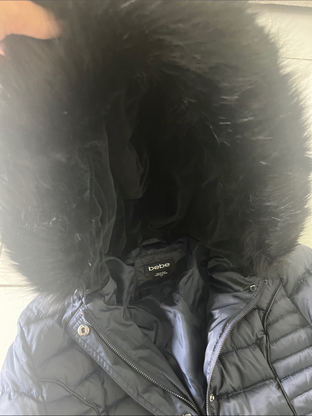 Bebe fur hoodie long coat - Picture 3 of 5